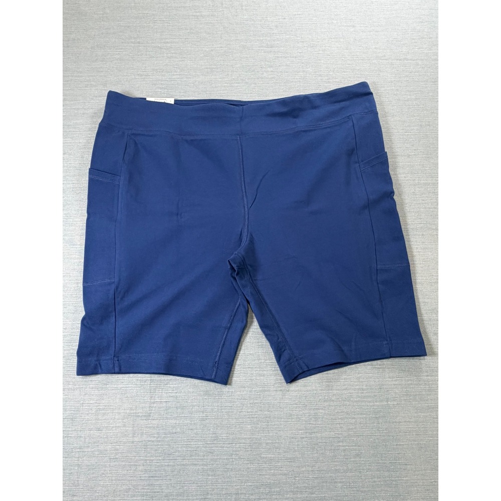 Terra & Sky Womens Navy Blue High Rise Bike Shorts Side Pockets Plus Size 3X NEW